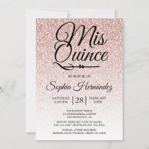 Quinceañera Blush Roze Glitter 15e Verjaardag Kaart