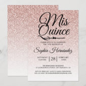 Quinceañera Blush Roze Glitter 15e Verjaardag Kaart (Voorkant / Achterkant)