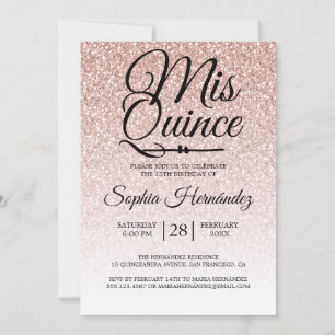 Quinceañera Blush Roze Glitter 15e Verjaardag Kaart