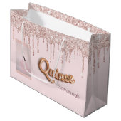 Quinceanera blush roze glitter foto roos goud groot cadeauzakje