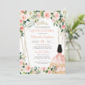 Quinceanera Blush Roze Gold, meisje dat in Kaart (Staand voorkant)