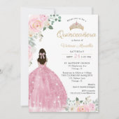 Quinceañera Blush roze goud 15e verjaardag elegant Kaart (Voorkant)