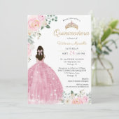 Quinceañera Blush roze goud 15e verjaardag elegant Kaart (Staand voorkant)
