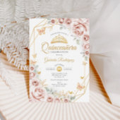 Quinceanera Blush Roze Goud Bloemen Kaart