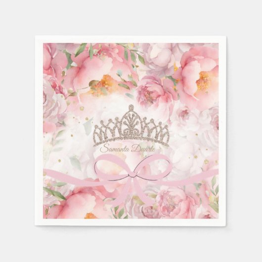 Quinceañera Blush Roze Gouden servetten (Voorkant)