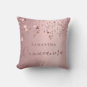Quinceanera blush roze monogram name sparren kussen