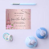 Quinceanera blush roze paris budget save the date flyer (Enkel)