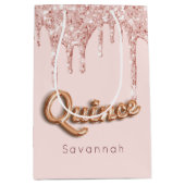 Quinceanera blush roze rose goud druppels medium cadeauzakje (Voorkant)