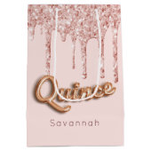 Quinceanera blush roze rose goud druppels medium cadeauzakje (Achterkant)