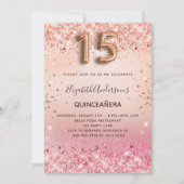 Quinceanera blush roze rose goud luxe kaart (Voorkant)