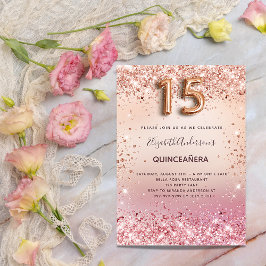 Quinceanera blush roze rose goud luxe kaart