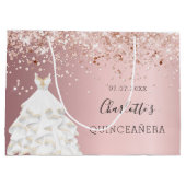 Quinceanera blush roze rose gouden jurk groot cadeauzakje (Achterkant)