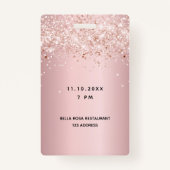 Quinceanera blush roze roze roos glitter stofnaam  badge (Achterkant)