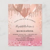 Quinceanera blush roze roze roze gouden begrotings flyer (Voorkant)