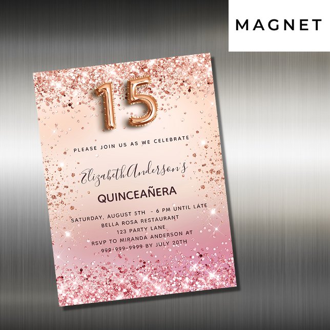 Quinceanera blush roze roze roze gouden magneet (Creator heeft geüpload)