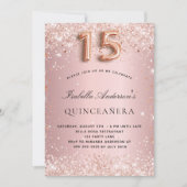 Quinceanera blush roze roze roze goudglitter kaart (Voorkant)