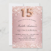 Quinceanera blush roze roze roze goudglitter kaart (Voorkant)