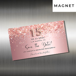 Quinceanera blush roze save the date magnet