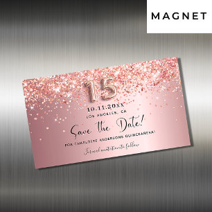 Quinceanera blush roze save the date magnet