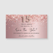 Quinceanera blush roze save the date magnet (Voorkant)