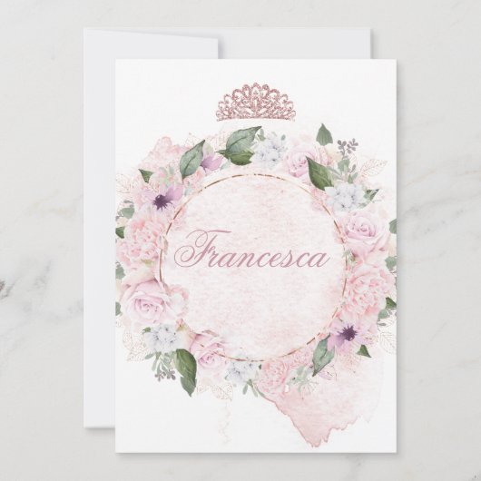 Quinceanera Blush Roze Tiara Bloemen Kaart (Achterkant)
