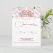 Quinceanera Blush Roze Waterverf Bloemen Kaart (Staand voorkant)