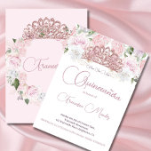 Quinceanera Blush Roze Waterverf Bloemen Kaart