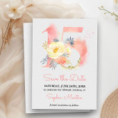 Quinceanera Blush Roze Waterverf Floral 15 Save The Date