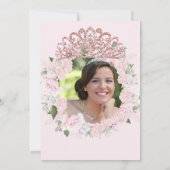 Quinceanera Blush Roze Waterverf Foto Bloemen Kaart (Achterkant)