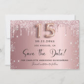 Quinceanera blush roze zilver, behalve de datum save the date (Voorkant)