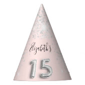 Quinceanera blush roze zilverglitter feesthoedjes (Voorkant)