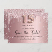 Quinceanera blush roze zilverstof behalve datum aankondigingskaart (Voorkant / Achterkant)