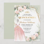 Quinceañera Blush Rozen Verjaardag Kaart (Voorkant / Achterkant)