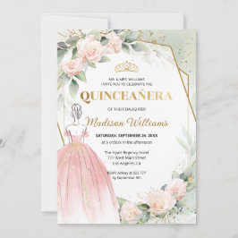 Quinceañera Blush Rozen Verjaardag Kaart