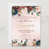 Quinceañera, Blush Waterverf Flowers DIY Sangria Kaart (Voorkant)