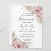 Quinceañera Boho Blush Dusty Roos Floral Pampas Kaart (Voorkant)