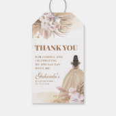 Quinceanera Boho Pampas Floral Mis Quince Anos Cadeaulabel (Achterkant)