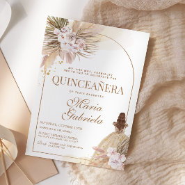 Quinceanera Boho Pampas Floral Mis Quince Anos Kaart