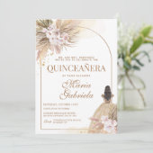 Quinceanera Boho Pampas Floral Mis Quince Anos Kaart (Staand voorkant)