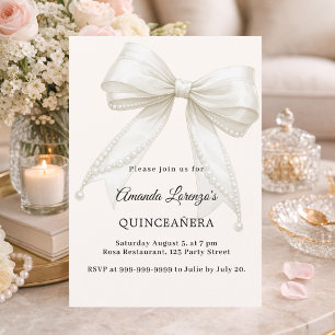 Quinceanera boog ivoor crème parels elegant kaart