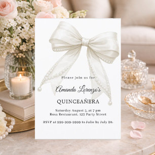 Quinceanera boog ivoor witte parels elegant kaart
