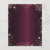 Quinceanera bordeaux roos gouden tiara uitnodiging flyer (Achterkant)