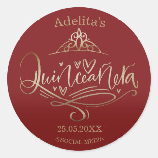Quinceañera Bourgogne 15e verjaardag Ronde Sticker