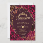 Quinceanera Bourgogne Gold Kaart (Voorkant)
