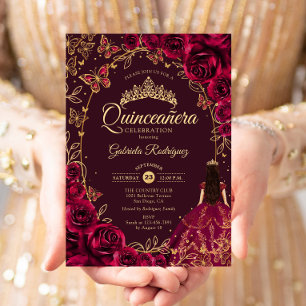 Quinceanera Bourgogne Gold Kaart