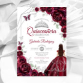 Quinceanera Bourgogne Jurk Bloemen Kaart
