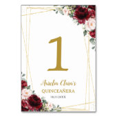 Quinceañera Bourgondië Blush Bloemen Gouden Vlinde Kaart (Achterkant)