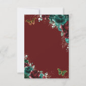 Quinceañera Bourgondië Emerald Floral 16e verjaard Bedankkaart (Achterkant)