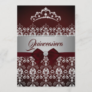 Quinceanera Bourgondië Glitter Diamanten Tiara Boo Kaart