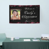 Quinceanera Bourgondië Satin Ribbon Shining Stars, Spandoek (Beurs)